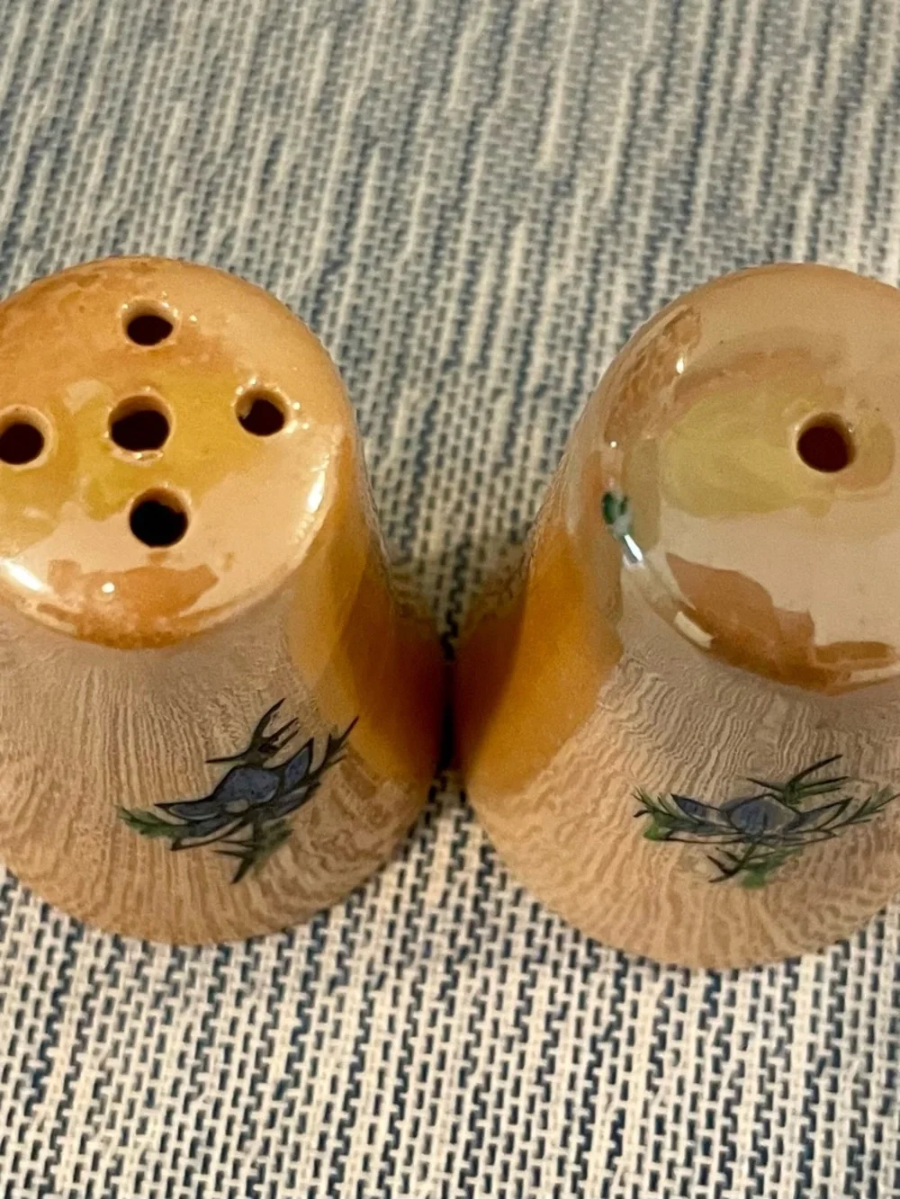 Vintage Japanese Lusterware Salt & Pepper Shakers – Hand-Painted Floral Ceramic